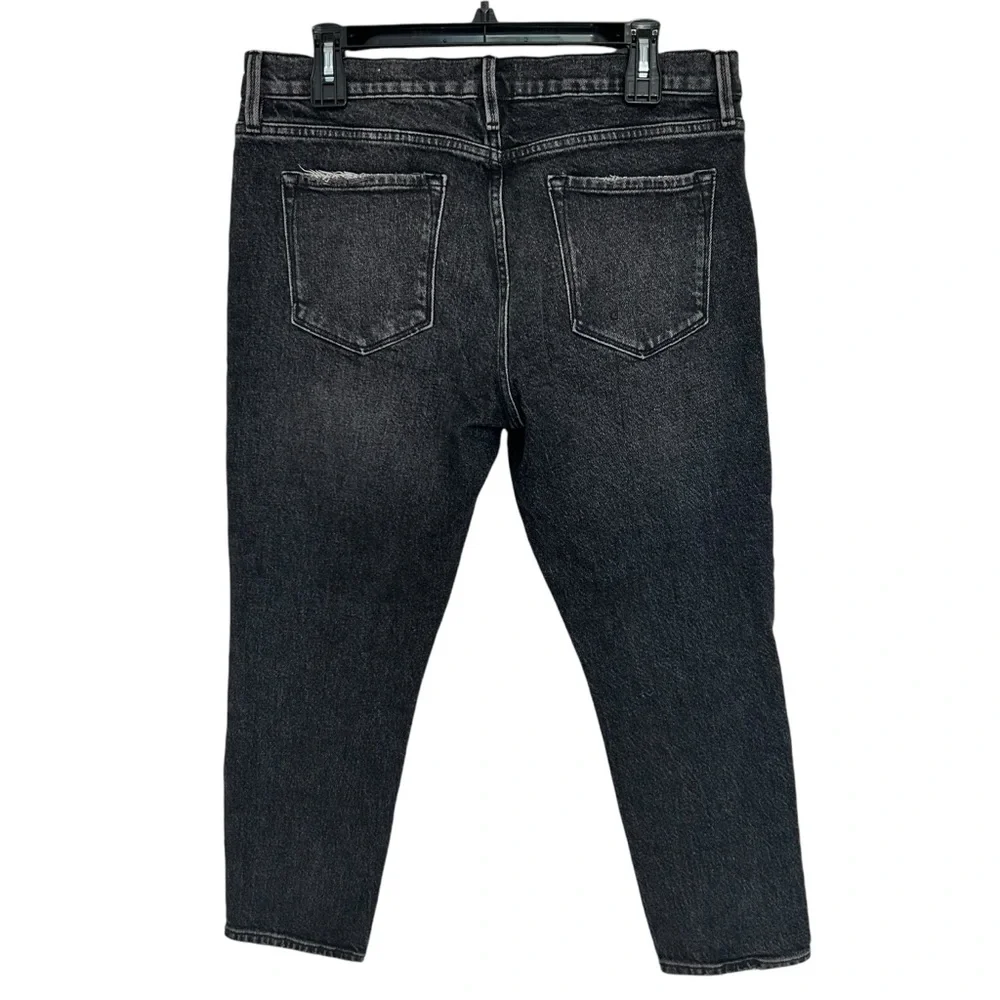 FRAME Le Garçon Cropped Jeans Sz 8 Black Distressed - Picture 5 of 10